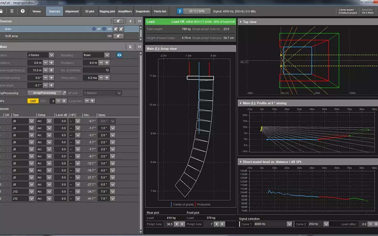 Proiectare sistem PA (d&b) – simulare / optimizare acoperire